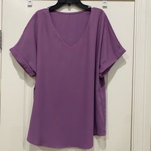 Ladies NWOT chiffon V-neck pullover relaxed fit blouse Size XL